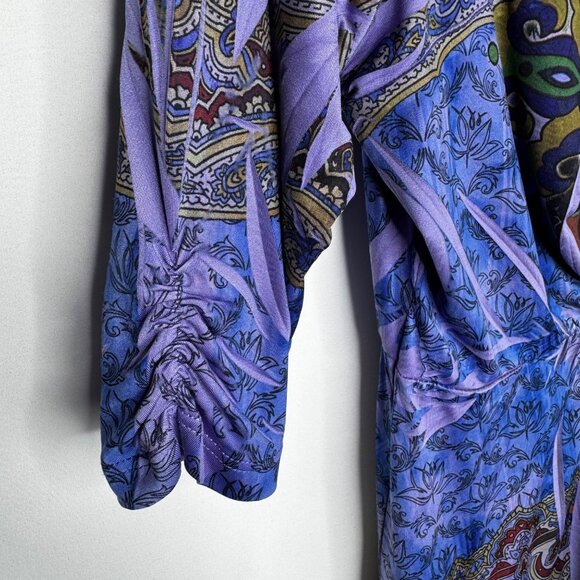 VTG Y2K Apt.‎ 9 Purple Paisley Kaleidescope BabyDoll Dress Metal Bull Ring Sz M - Picture 6 of 11